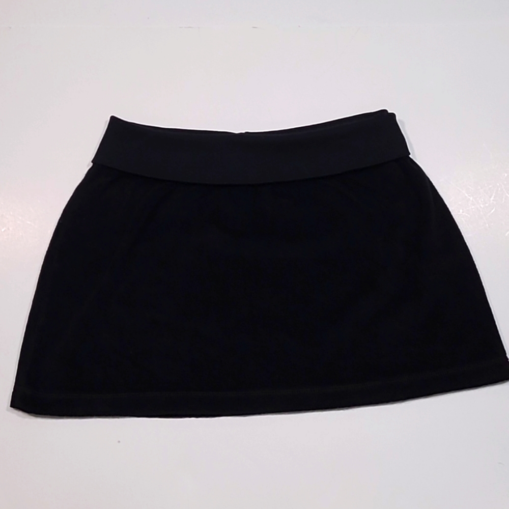 Hard Tail Forever Black Terry Mini Skirt, Size Large